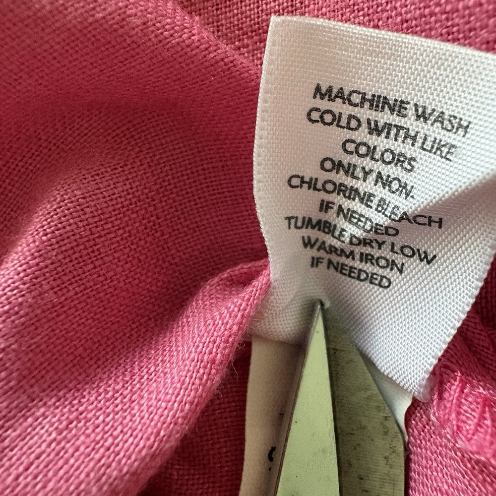 J Jill Love Linen Shirt Womens 2X Watermelon Pink Button Front Tunic Top Coastal - Picture 11 of 14